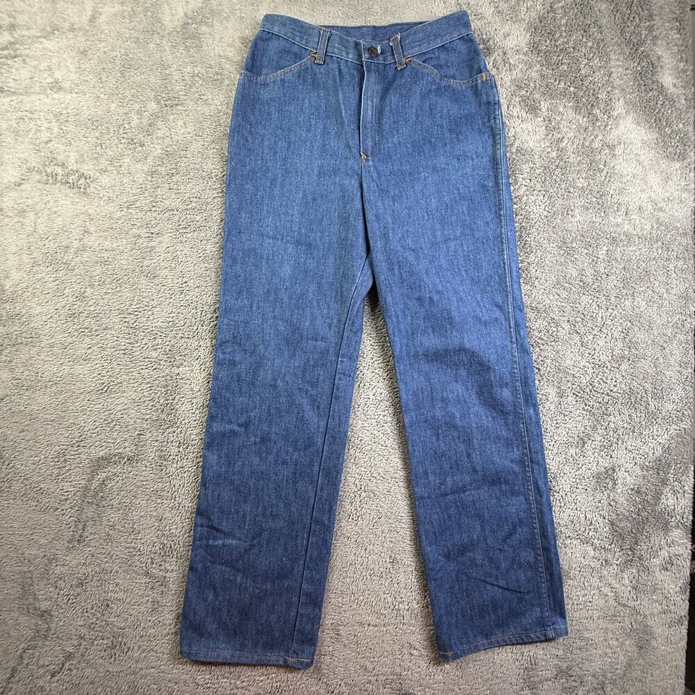 Vintage 70s Sears Womens 12 Bootcut Jeans Indigo Blue Denim Talon Zipper